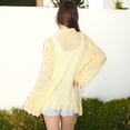 thumbnail image 2 of Women's Crochet Cardigan Casual Lightweight Long Sleeve Open Front Cardigans- Small ,Beige, 2 of 5