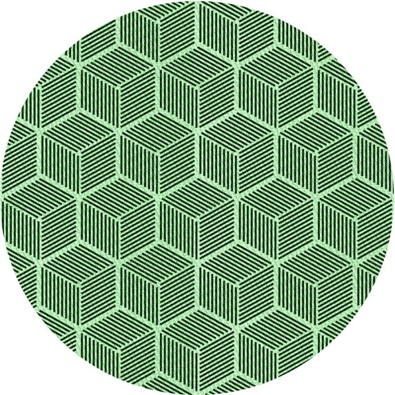 Ahgly Company Machine Washable Indoor Round Transitional Dark Forest Green Area Rugs, 6' Round