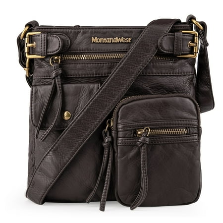 Montana West Crossbody Bag for Women Soft Washed Leather Multi Pocket Shoulder Purses