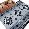 thumbnail image 3 of 5x8 Area Rugs, Blue Aztec Non-Skid Rubber Backing Large Rectangle Rugs - Living Room Bedroom Home Office, Boho Southwest Farmhouse Ethnic Motifs Indoor Floor Mat Carpets Washable Rug, 3 of 9