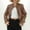 Brown, variant on Women's Faux Leather Biker Jacket, Cropped Motorcycle Style with Notched Lapel, Asymmetrical Zipper and Snap Button Details, Multiple Zippered Pockets, Long Sleeve Casual Outerwear for Daily Wear