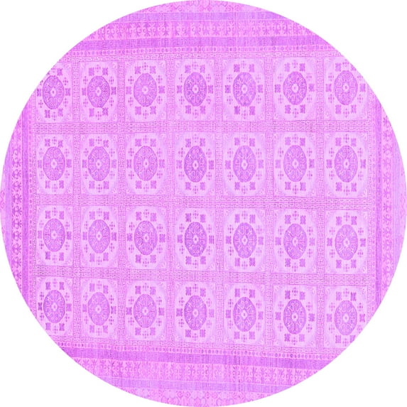 Ahgly Company Indoor Round Abstract Purple Modern Area Rugs, 3' Round