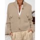 thumbnail image 4 of Chaquetas Tipo Suéter con Botones para Mujer, de Moda, con Cuello Alto, Larga, Holgadas, de Punto Grueso, Abrigos para Exteriores. Albaricoque L, 4 of 7