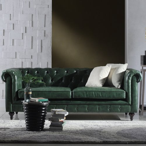 Madison Home USA Tufted Leather Chesterfield Sofa