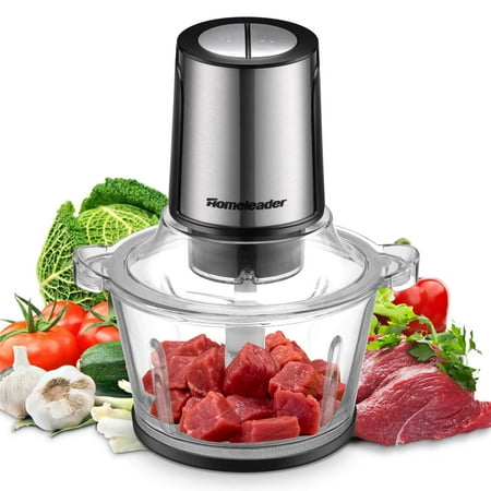 Homeleader Electric 8-Cup Food Chopper Food Processor 2L BPA-Free Glass Bowl Grinder for Meat, Vegetables, Fruits and Nuts, Fast & Slow 2 Speeds,