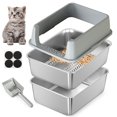 thumbnail image 1 of Caja de arena con tamiz TIUUBT de acero inoxidable para gatos pequeños, 1 of 7