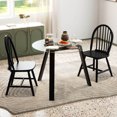 thumbnail image 2 of Costway 3 PCS Dining Set for 2 Round Table with 2 Chairs Solid Rubber Wood Frame Modern Black, 2 of 6