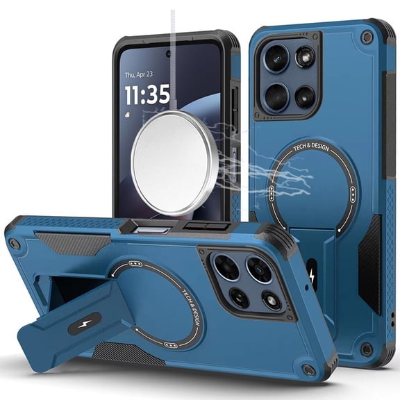 For Motorola Moto G 5G 2025 Sturdy Bracket Kickstand Magnetic Hybrid - Blue