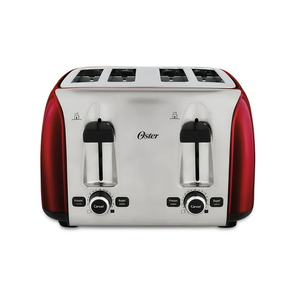 Oster Extra Wide 4 Slice Toaster with 7 Heat Settings, Red