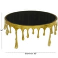 thumbnail image 4 of DecMode 36" x 16" Gold Aluminum Metal Drip Abstract Coffee Table with Melting Designed Legs and Black Glass Top, 1-Piece, 4 of 12