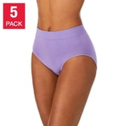 Carole Hochman Women’s Seamless Full Coverage Briefs 5-PACK, Blue/Multi Large