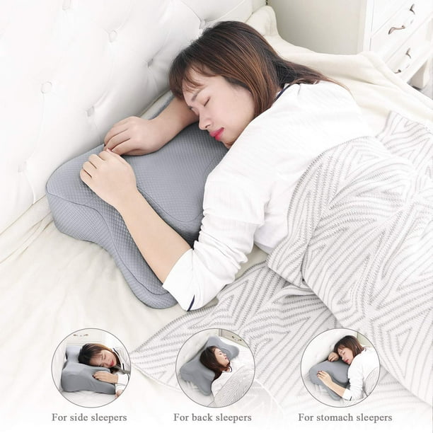 Oreiller ergonomique de soutien du cou, protection cervicale, oreillers en  mousse à mémoire de forme pour dormeurs sur le côté du dos et du ventre