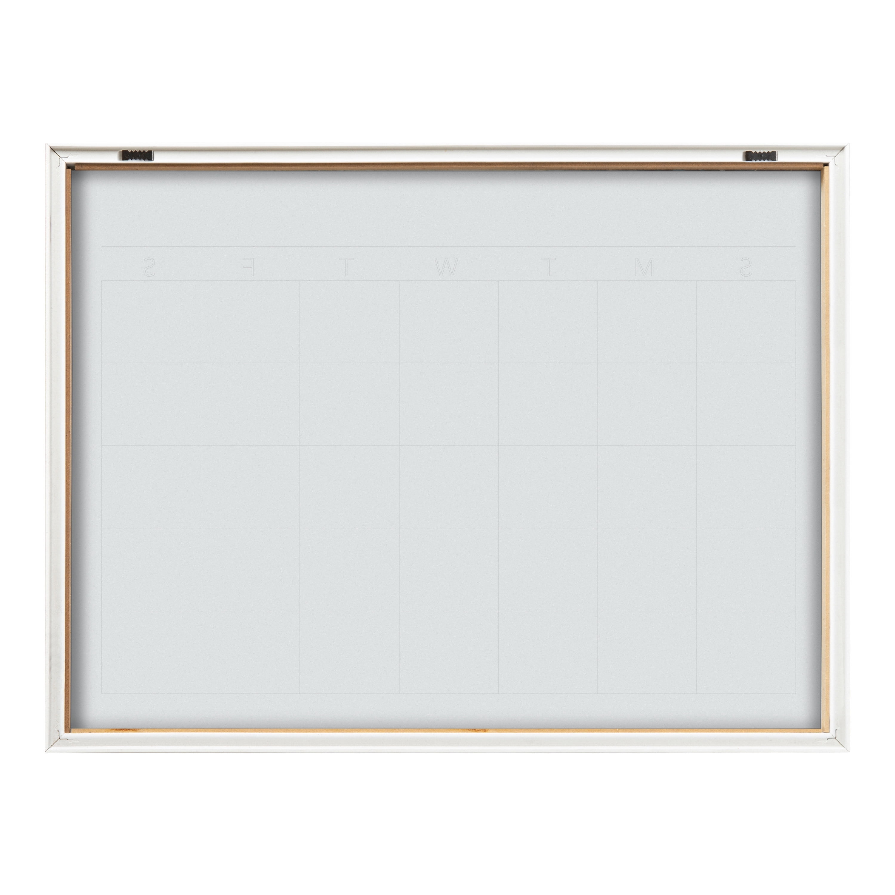 Kate and Laurel Blake Month Framed Printed Glass Dry Erase Board by The Creative Bunch Studio, 18x24 Natural, Monthly Calendar Printed Glass Wall Organizer
