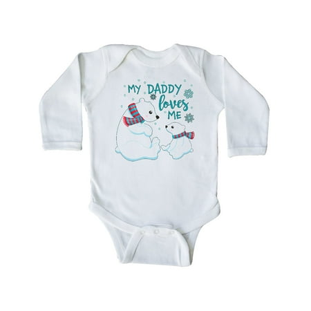 

Inktastic My Daddy Loves Me- cute polar bears Gift Baby Boy or Baby Girl Long Sleeve Bodysuit