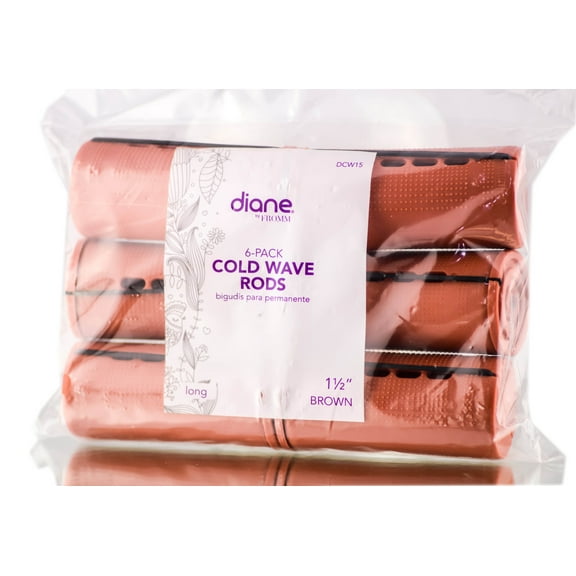 1 1/2" , Diane Brown 6 pc Cold Wave Rods , Hair Scalp - Pack of 1 w/ SLEEKSHOP Teasing Comb
