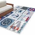 thumbnail image 2 of Area Rug 48×72in, Nautical Anchor Swim Rings Compass Floor Carpet Living Room Rug, Retro Ocean Starfish Whale Non-Slip Welcome Mat Indoor Rugs for Bedroom Dining Room, 2 of 9
