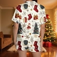 thumbnail image 4 of FDGIU Women's Christmas Pajama Short Set, 2-Piece Short Sleeve Lapel Top & Shorts, Holiday Print Matching Lounge & Sleepwear, 4 of 7