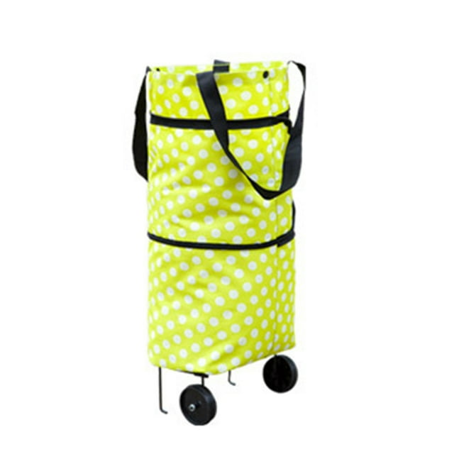 Flmtop Shopping Cart Bag Portable Metal Bracket Oxford Fabric Strong Load Capacity Storage Pouch Daily Use