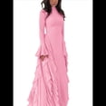 thumbnail image 2 of Vestidos Ajustados para Mujer, Elegantes Vestidos Largos de Cóctel con Mangas Acampanadas y Dobladillo con Volantes. Rosa XL, 2 of 10