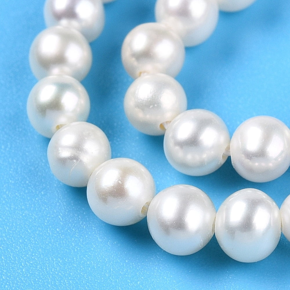 Natural Cultured Freshwater Pearl Beads Strands Round Creamy White 3~4mm Hole: 0.5mm about 107~108pcs/strand 14.96~15.16 inch(38~38.5cm)