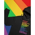 thumbnail image 3 of Women's Love is Love Gay Pride Hoodie - Empowering Quotes - LGBTQ Supportive Sweatshirt - Comfortable Rainbow Design - Small Black, 3 of 6