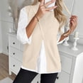 thumbnail image 7 of Fewfanhot Women's Mock Neck Knit Sleeveless Vest, Asymmetrical Wrap Split Sweater Tank, Casual Loose Fit Knitwear Top, S-XL, 7 of 7