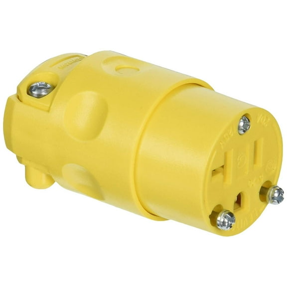 Leviton 520CV 20 Amp, 125 Volt, Cord Outlet, Grounding, Yellow