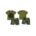 thumbnail image 3 of Baby Girl 2 Piece Outfits, Round Neck Short Sleeve Letter Print Tops + Elastic Waist Camouflage Shorts Infant Toddler Summer Set, 3 of 10