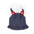 thumbnail image 3 of Denim Small Puppy Dress with D-Ring and Pocket Flowers Girl Dog Clothes Summer Pet Clothing Fashion Sweet Blingbling Princess Skirt Cake Camisole Tutu Dress Dog Sundress for Festival, 3 of 7