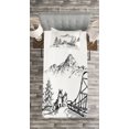 thumbnail image 3 of Ambesonne Alaskan Malamute Quilted Bedspread Set 2 Pcs, Winter Woods, Twin Size, Black and White, 3 of 3