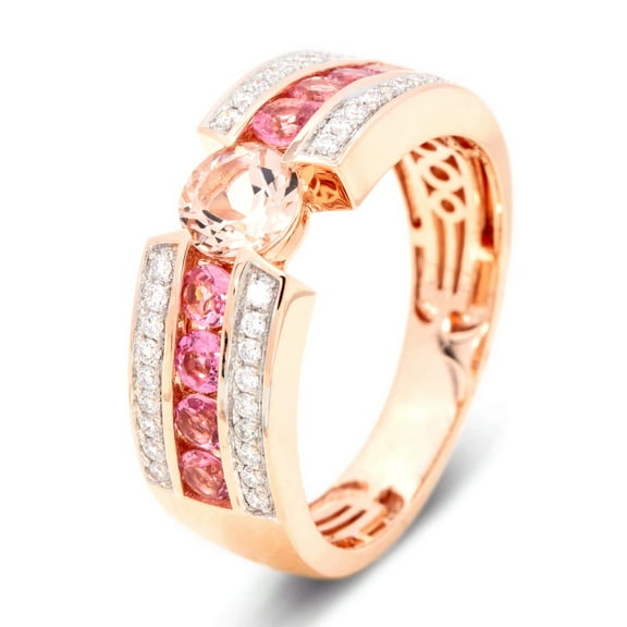 14Kt Rose Gold Morganite, Pink Tourmaline, Diamond Ring