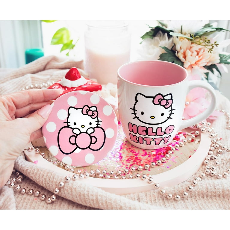 Sanrio Hello Kitty Perfect Pink 18-Ounce Ceramic Mug and Coaster
