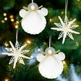 thumbnail image 1 of SINKOO Handmade Seashell & Starfish Ornaments - 4PCS Angel & Snowflake Crafts for Coastal & Nautical Christmas Tree, 1 of 7