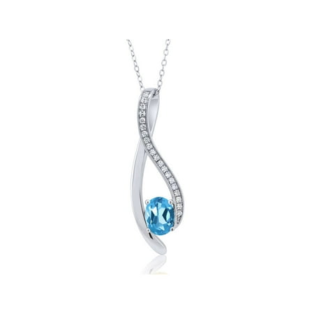 Oval Blue Topaz Stone Pendant - 1.42 Ct Oval Blue Tanzanite 925 Sterling Silver Pendant
