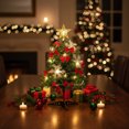 thumbnail image 1 of xihome Árbol de Navidad artificial de mesa de 114 cm con lazo, copos de nieve, estrellas en la punta y luces clidas para decoracin navideña de fiestas., 1 of 6