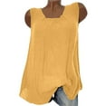 thumbnail image 3 of cocolona Women's Summer Plus Size Linen Tank Tops Fashion Solid Crew Neck Sleeveless T-Shirts Casual Loose Tee Blouses on Clearance, 3 of 5