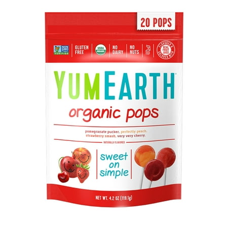 YumEarth, Organic Fruit Pops Lollipops, 4.2 oz, 20 Ct