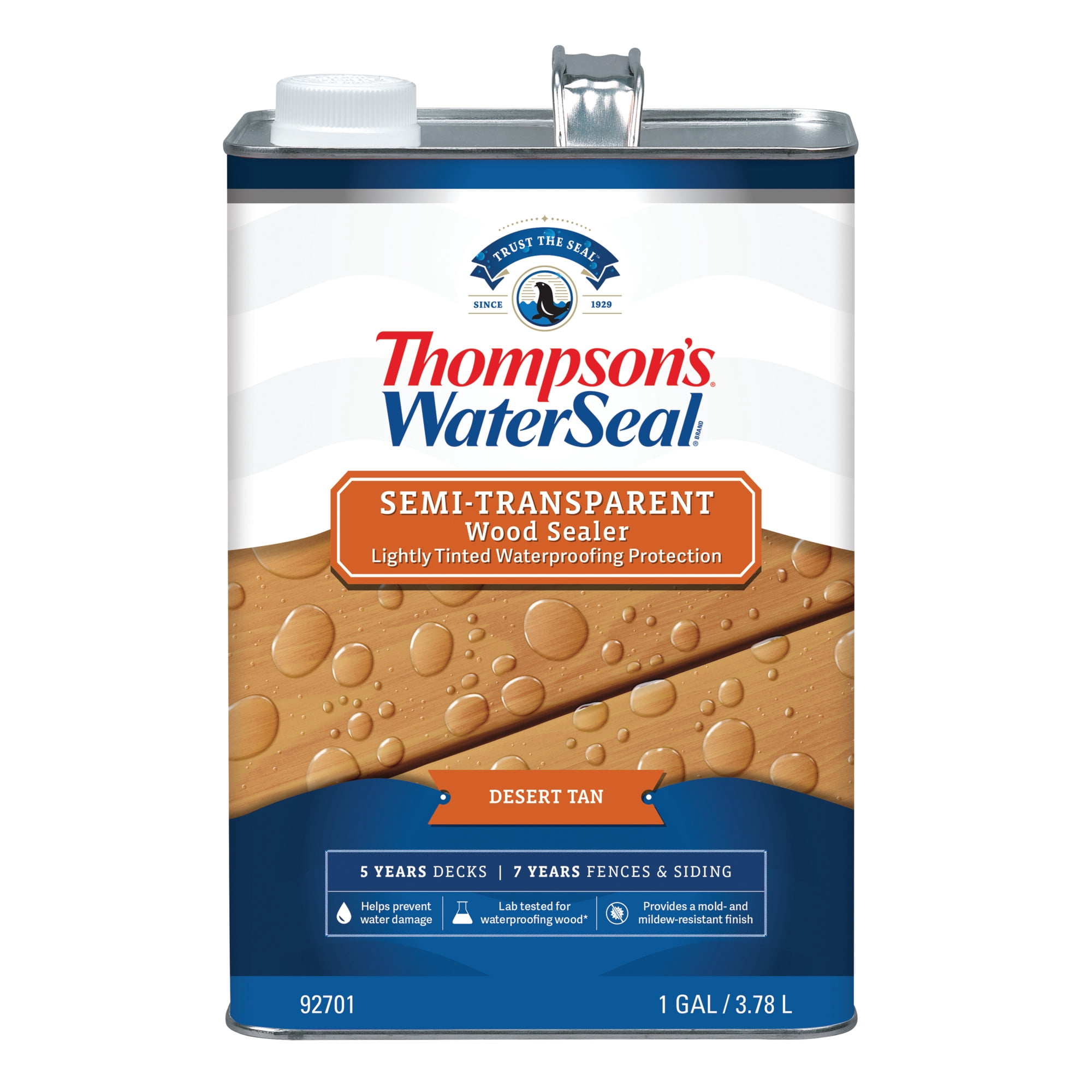 (2 pack) Thompson's WaterSeal Exterior Wood Sealer, Semi-Transparent, Desert Tan, 1 gal