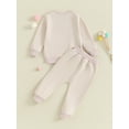 thumbnail image 4 of Bagilaanoe 2PCS Toddler Baby Girl Boy Pants Set Letter Embroidery Long Sleeve Sweatshirt Pullover Tops + Sweatpants 6M 12M 18M 24M 3T Kids Casual Sweatsuits, 4 of 9