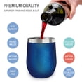 thumbnail image 4 of Juego de 4 vasos de vino de acero inoxidable CHILLOUT LIFE 12 oz Doble pared Aislamiento al vacío azul brillante, 4 of 6
