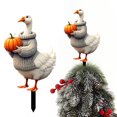 thumbnail image 2 of WTQVGQ Halloween Thanksgiving Goose Pumpkin Yard Stake, White Plastic Holiday Decor for Garden, Outdoor Party Display or Christmas Tree Topper, 2 of 6