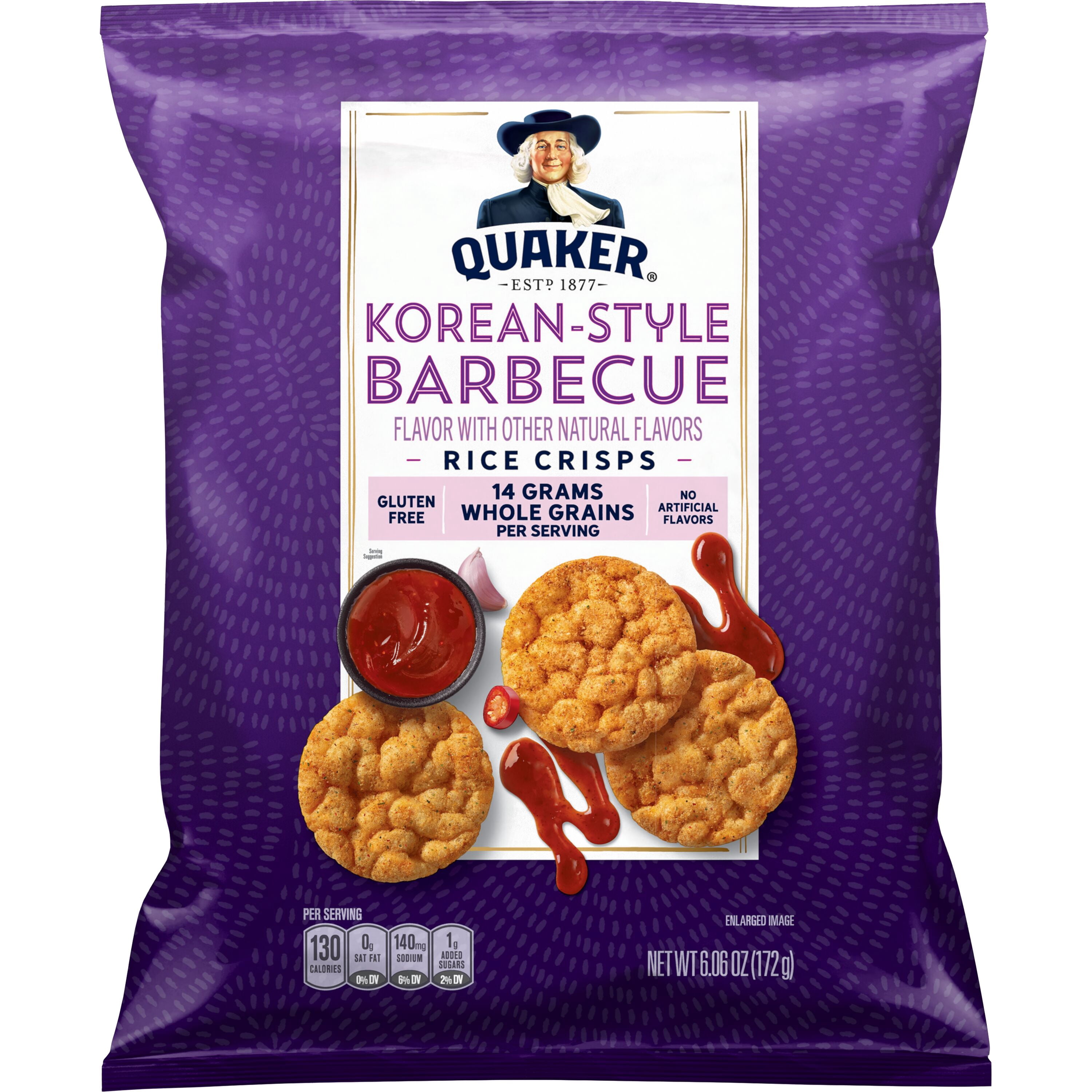 (6 pack) Quaker Gluten Free Korean Style Barbecue Mini Rice Crisps Bag, 6.06 oz