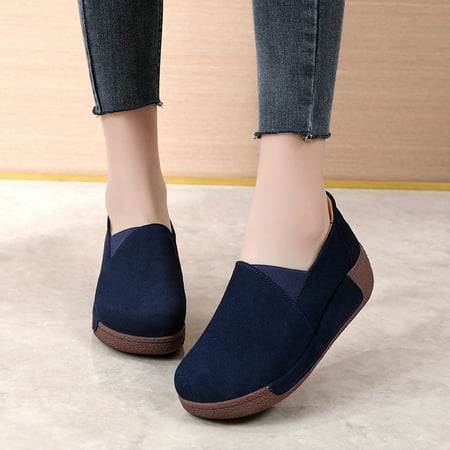 

Women‘s Platform Slip On Loafers Solid Color Comfortable Non Slip Shoes Casual Walking Shoes