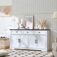 thumbnail image 3 of 63" White Buffet Sideboard Cabinet with 4 Doors and 3 Drawers, Modern Farmhouse Kitchen Storage Cabinet, Coffee Bar Cabinet with Adjustable Shelves, Living Room Storage, Dining Room, 3 of 14