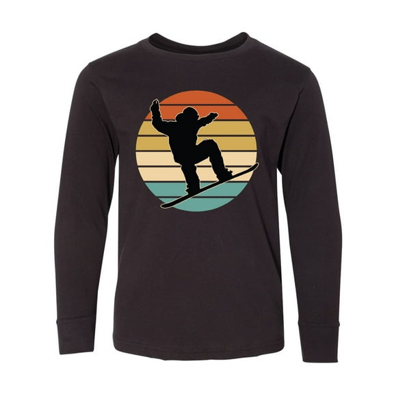 Inktastic Snowboarding Retro Sunset Snowboard Long Sleeve Youth T-Shirt