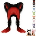 thumbnail image 2 of WZXFASHION Soft Furry Plush Animal Ear Hat with Braids Cozy Winter Warm Hat Cute Cosplay Headwear Accessory for Holiday Party, 2 of 7