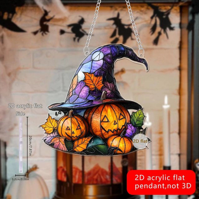 Witch Acrylic Stained Glass Window Hanging Sunr Decor Stained Panel Hangings Wall Halloween Decor
