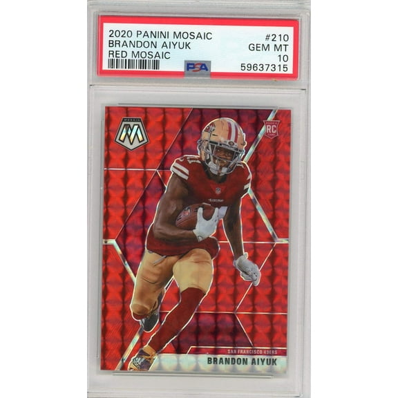 Graded 2020 Panini Mosaic Brandon Aiyuk #210 Red Mosaic Rookie RC Football Card PSA 10 Gem Mint