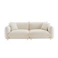 thumbnail image 5 of Comfy Teddy Fleece Love Seat Couch with Extra Deep Seats, 3 Seater Sofa with 2 Pillows and Metal Legs for Living Room, Bedroom, Beige, 5 of 7
