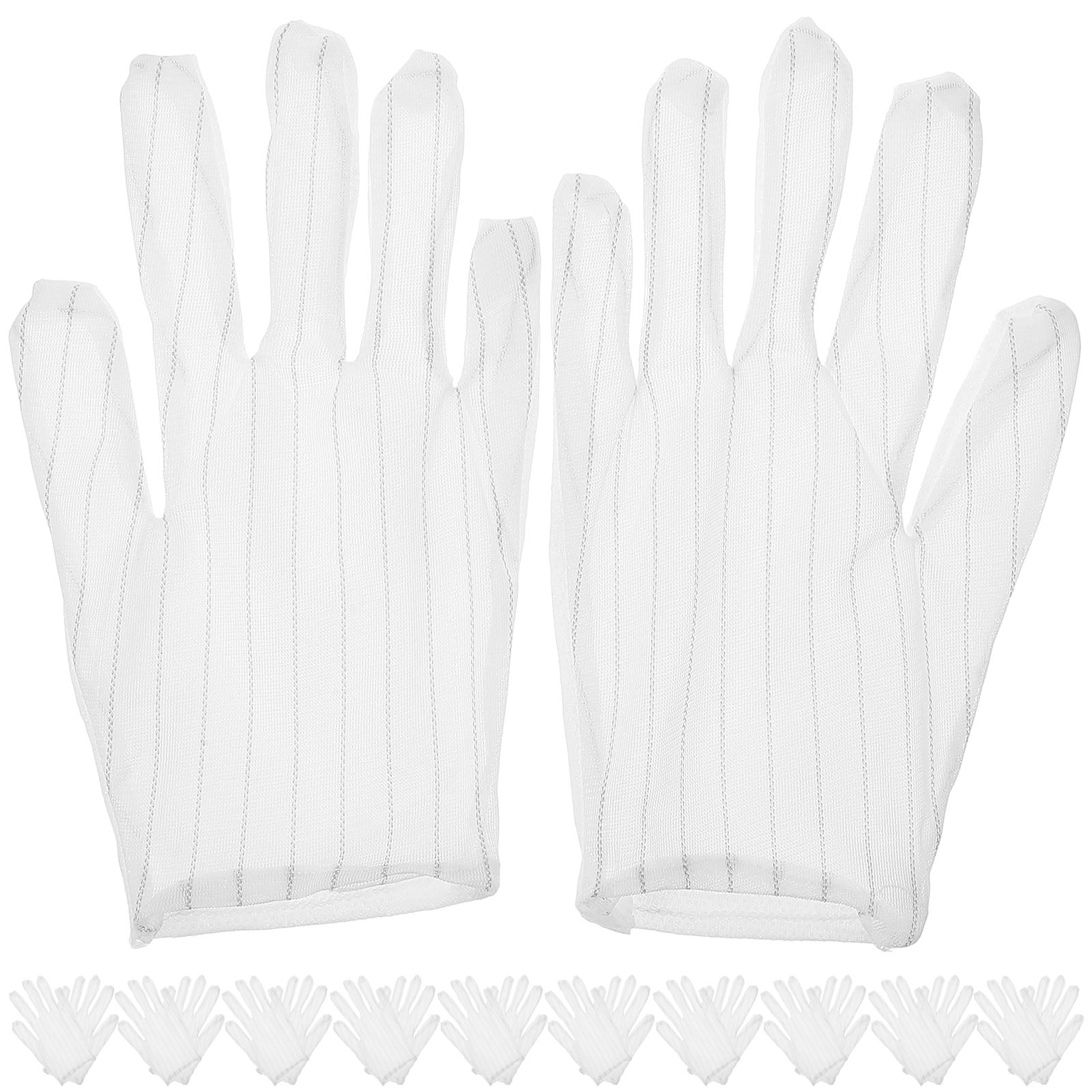 10 Pairs Gloves Anti Static Gloves Work Gloves White Gloves Non Slip Gloves Cleaning Gloves